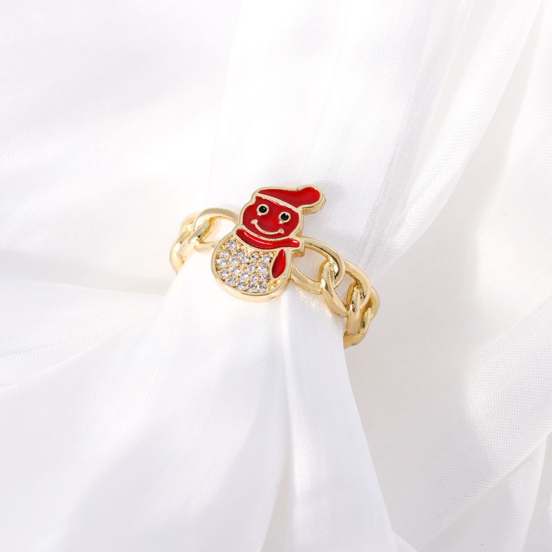 Fashion Snowman Copper Open Ring Gold Plated Zircon Copper Rings 1 Piece