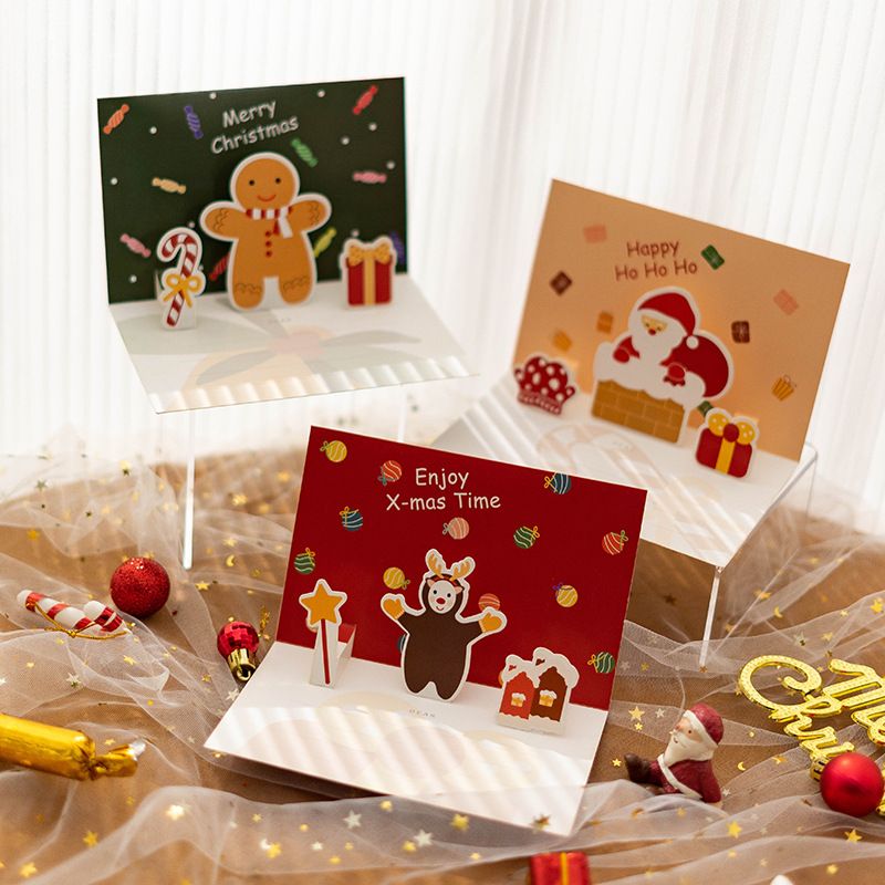 Cute 3d Stereoscopic Cartoon Holiday Decoration Gift Blessing Card
