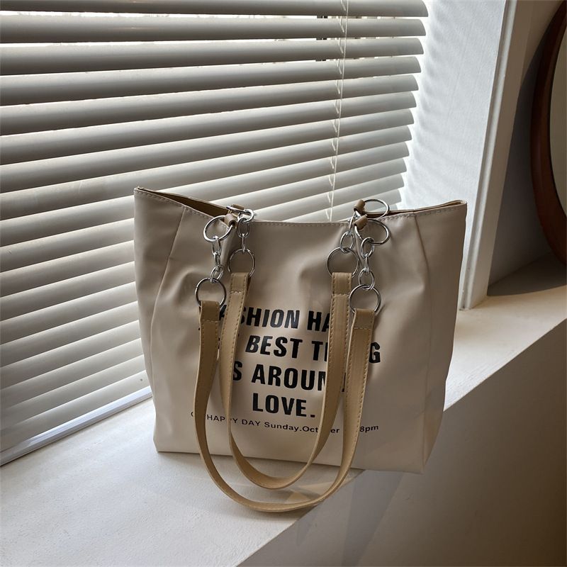 Women's Large Pu Leather Letter Streetwear Square Zipper Tote Bag