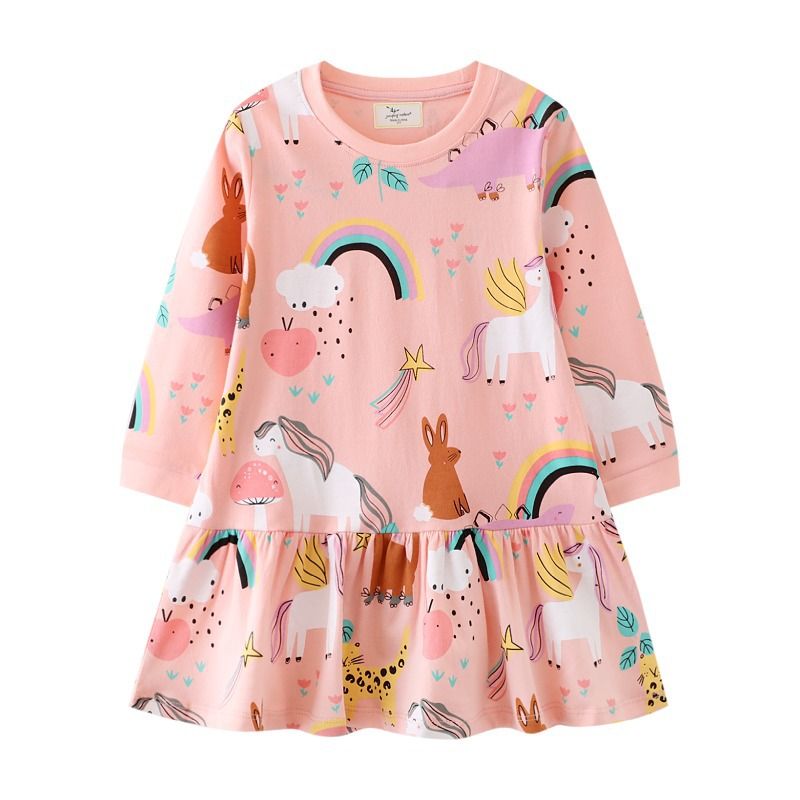 Mode Karikatur Baumwolle Drucken Normales Kleid Baby Kleidung