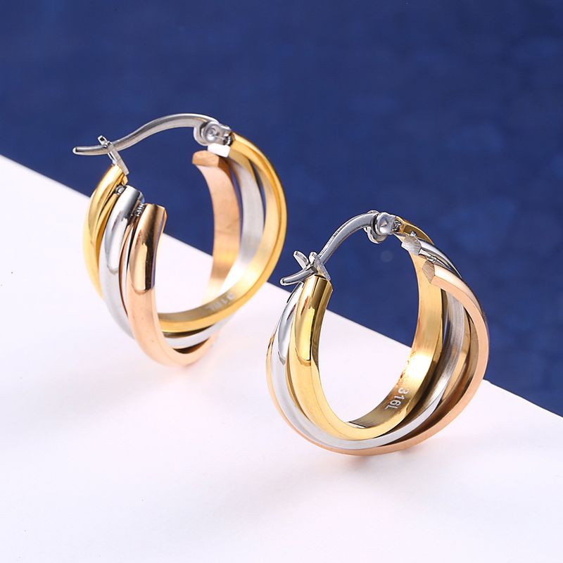 Einfacher Stil Geometrisch Titan Stahl Tropfenohrringe Überzug Edelstahl Ohrringe