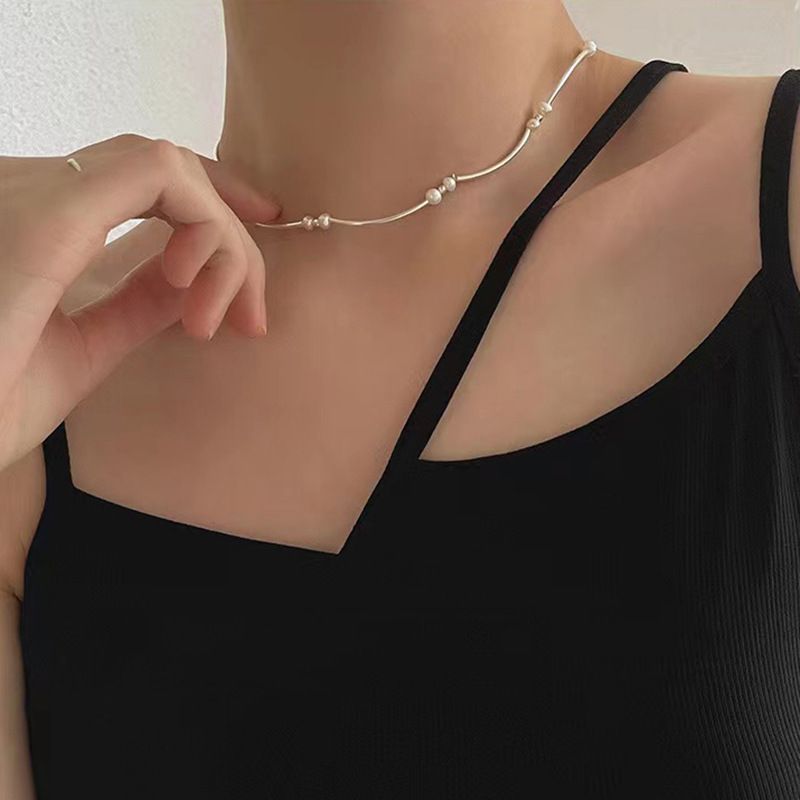 Mode Geometrisch Titan Stahl Armbänder Halskette Perle Edelstahl Armbänder