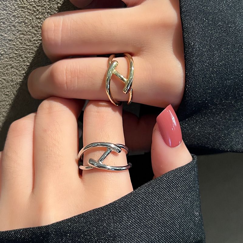 Lady Geometric Silver Plated Plating Open Ring