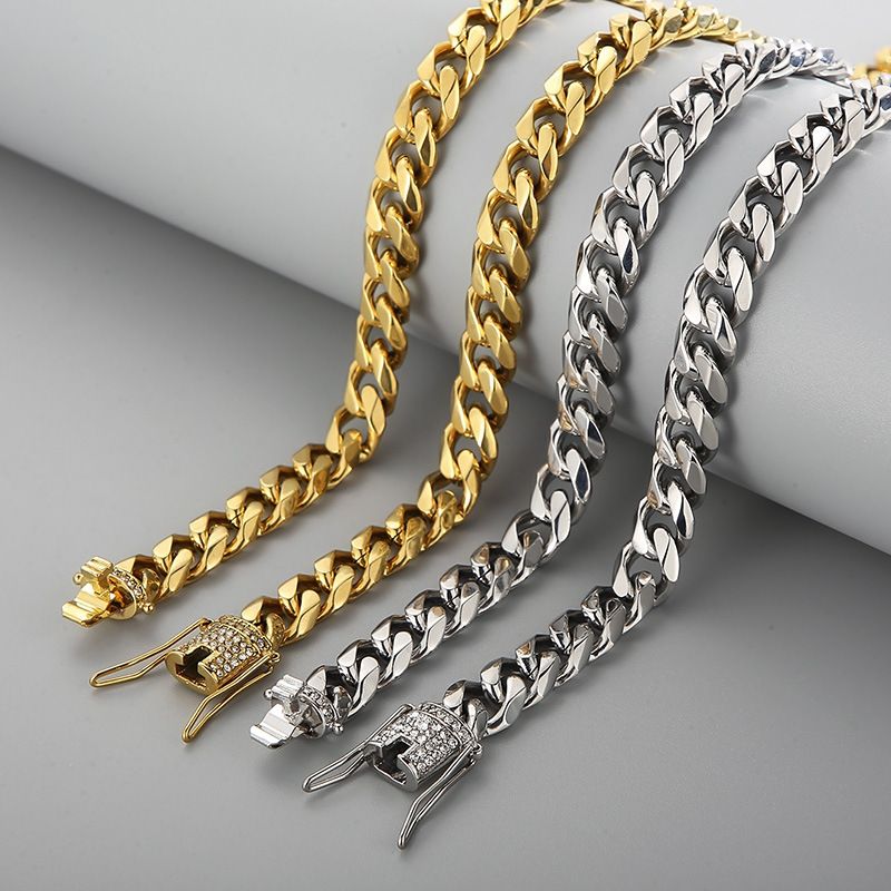 Mode Geometrisch Rostfreier Stahl Halskette Inlay Strasssteine Edelstahl Halsketten