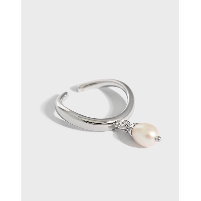 Mode Einfarbig Sterling Silber Offener Ring Überzug Inlay Perle 925 Silber Ringe