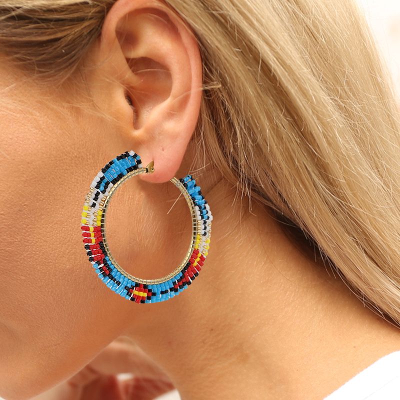 Moda Bloque De Color Con Cuentas Aretes