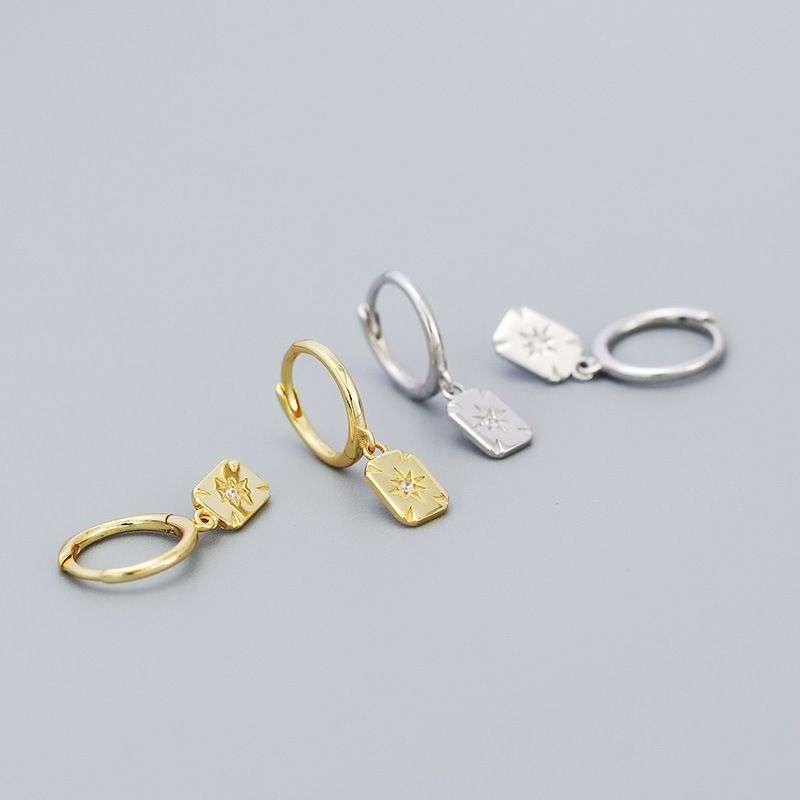 Mode Geometrisch Silber Ohrringe Acht Sterne Überzug Juwel 925 Silber Ohrringe
