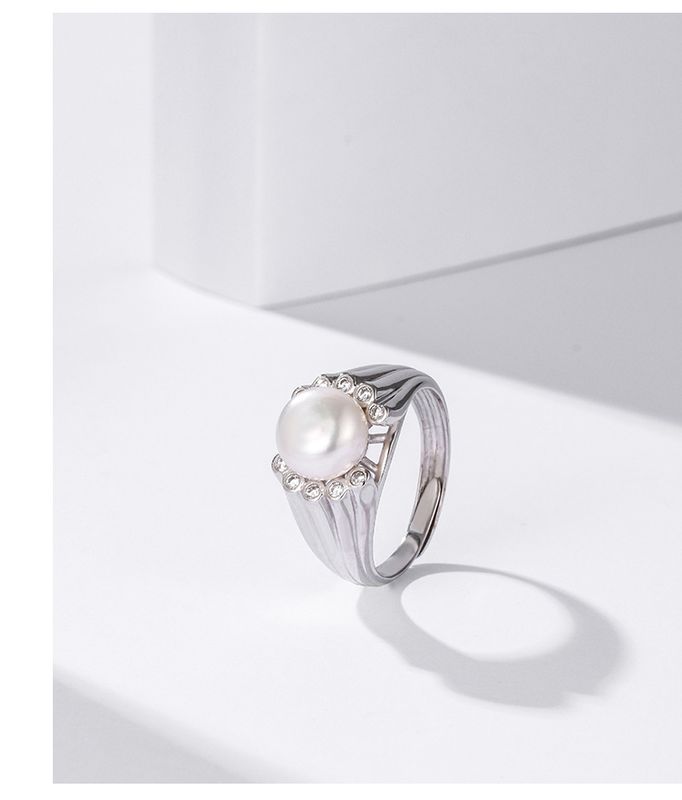 Mode Geometrisch Sterling Silber Offener Ring Inlay Zirkon 925 Silber Ringe