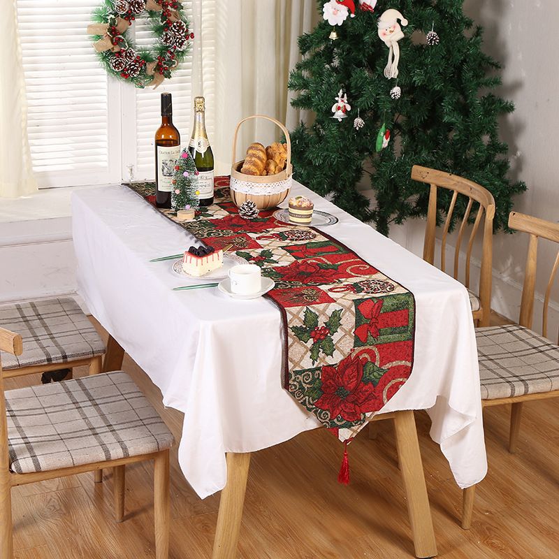 Christmas Christmas Tree Santa Claus Elk Polyester Christmas Tablecloth