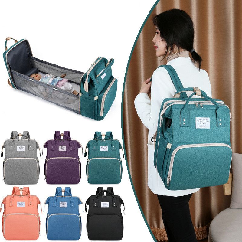 Women's Medium Oxford Cloth Solid Color Basic Square Zipper Diaper Bags Fashion Backpack
