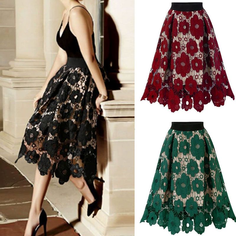 Women's Skirt Casual Lace Flower Midi Dress Daily