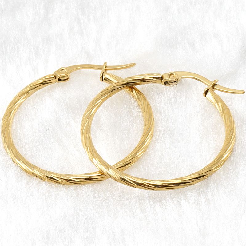 Einfacher Stil Kreis Vergoldet Rostfreier Stahl Ohrringe
