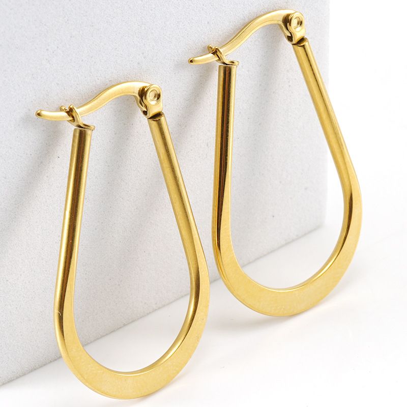 Simple Style Geometric Plating Metal Titanium Steel Hoop Earrings