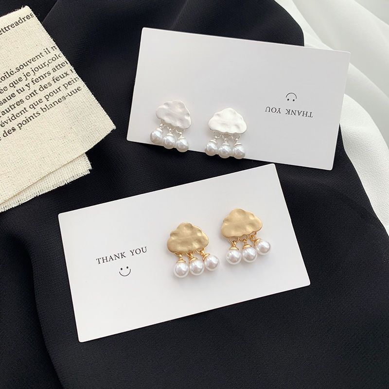Simple Style Clouds Alloy Inlay Artificial Pearls Ear Studs 1 Pair