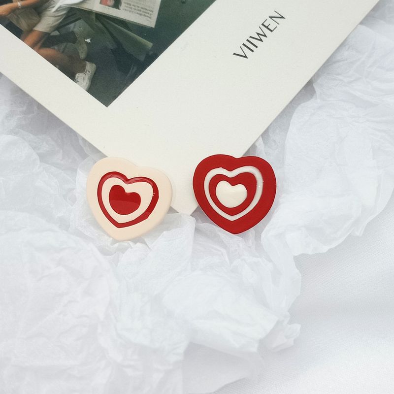 Cute Heart Shape Alloy Stoving Varnish Ear Studs