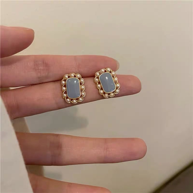 Style Vintage Géométrique Alliage Émail Perles Artificielles Boucles D'oreilles