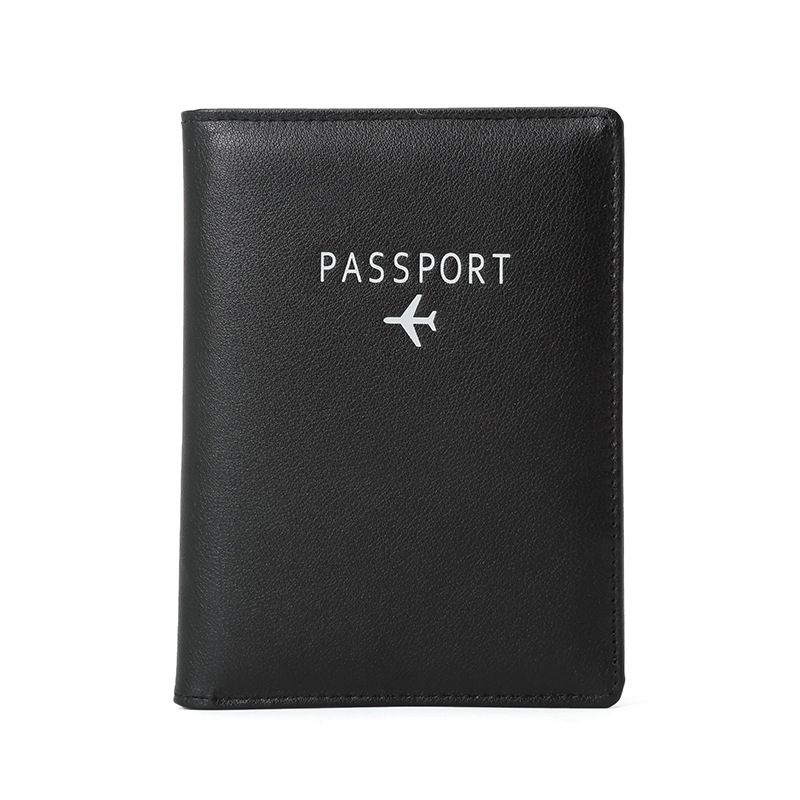 Unisex All Seasons Pu Leather Letter Solid Color Basic Square Open Card Holder Passport Case. Document Bag