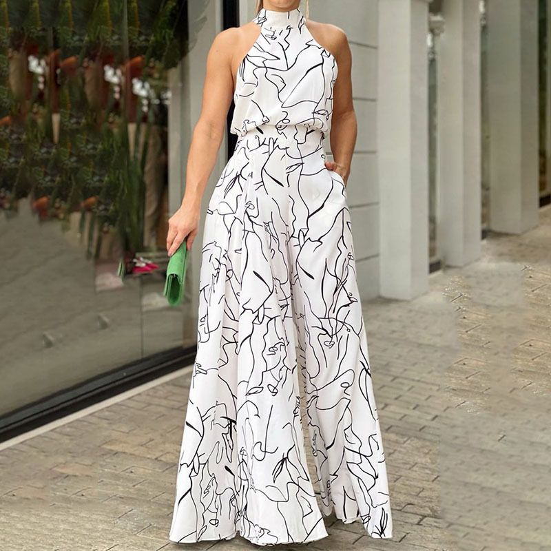 Women's Daily Fashion Printing Full Length Printing Jumpsuits