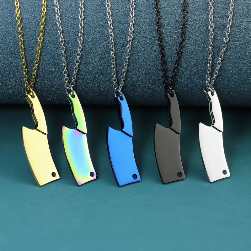 Exaggerated Kitchen Knife Stainless Steel Necklace Plating Stainless Steel Necklaces