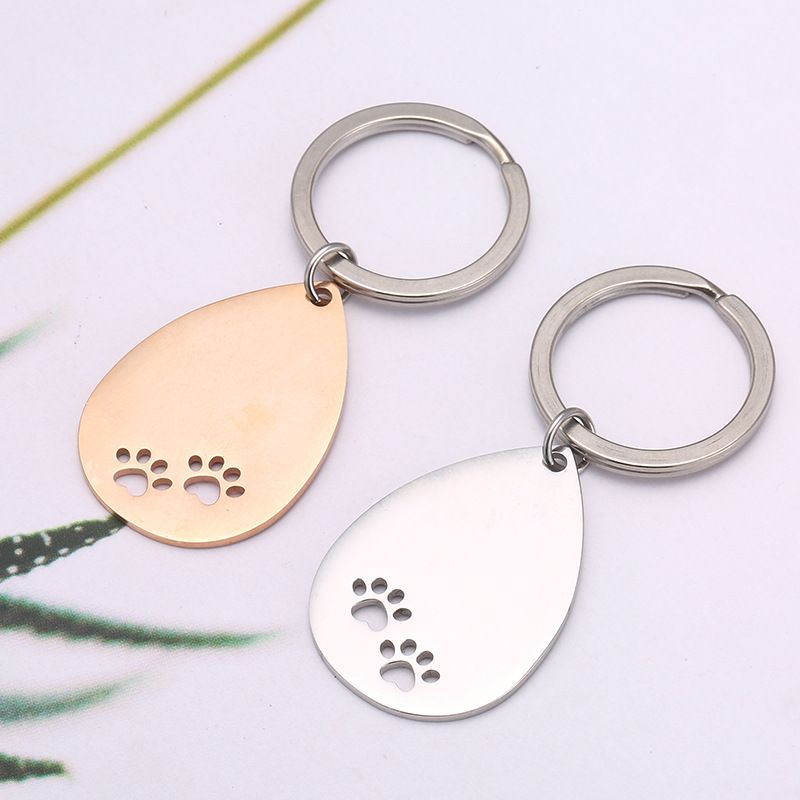 Cute Dog Paw Print Stainless Steel Bag Pendant Keychain