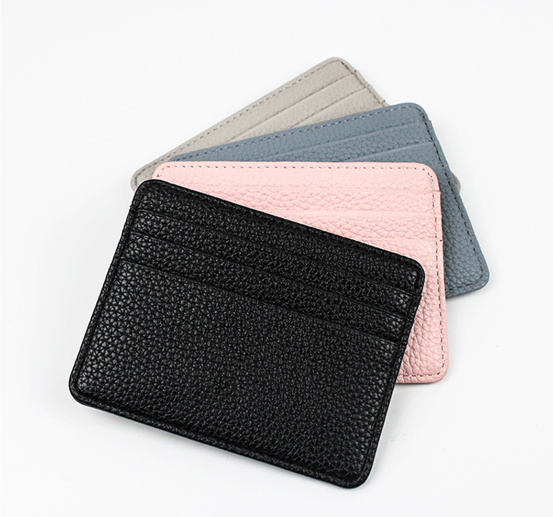 Unisex Pu Leather Solid Color Basic Square Card Holder