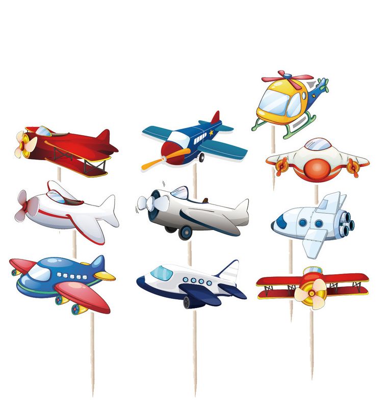 Birthday Airplane Paper Party Cake Decorating Supplies 10 Pieces