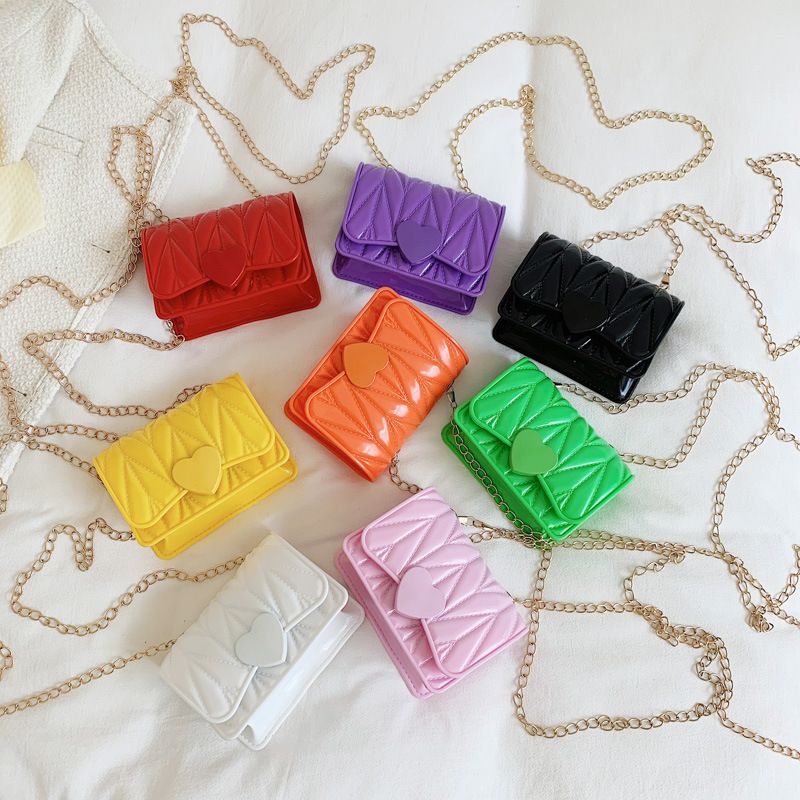 Kid's Small Silica Gel Solid Color Fashion Square Magnetic Buckle Crossbody Bag