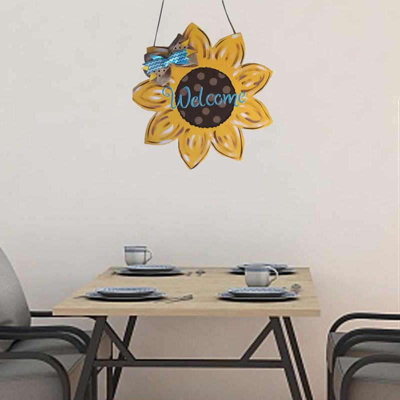 Welcome30 * 30 Wooden Hanging Creative Wall Decoration Sunflower Doorplate