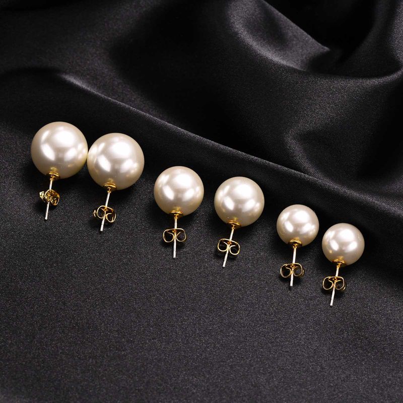 Simple Style Round Glass Ear Studs 1 Pair