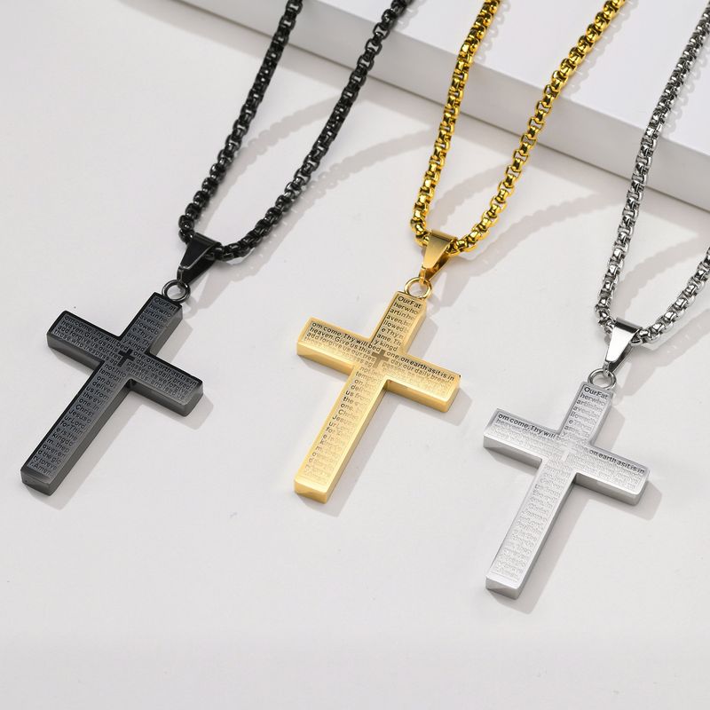 Einfacher Stil Kreuzen Titan Stahl Überzug Halskette Mit Anhänger