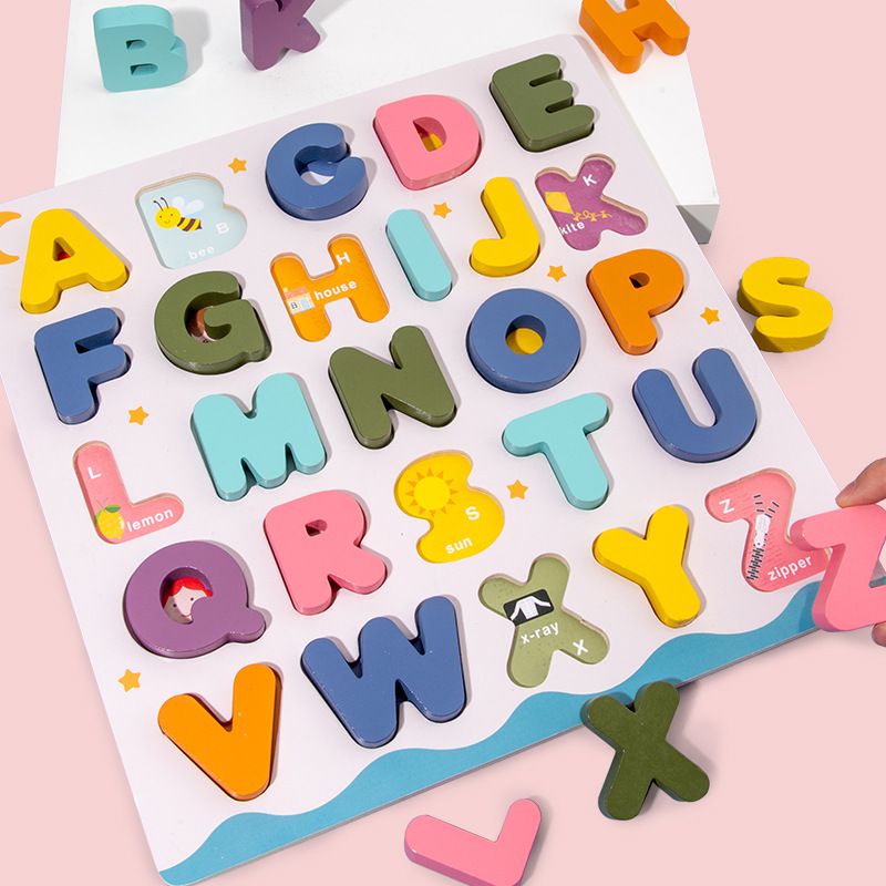 Juguetes De Bloques De Construcción Para Niños Con Rompecabezas Que Hace Juego Con El Número Del Alfabeto Colorido De Madera