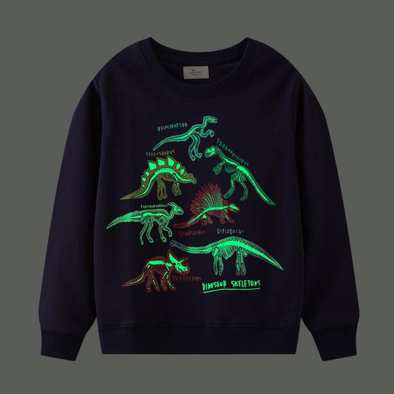 Moda Dinosaurio Luminoso Algodón T-camisas Y Camisas