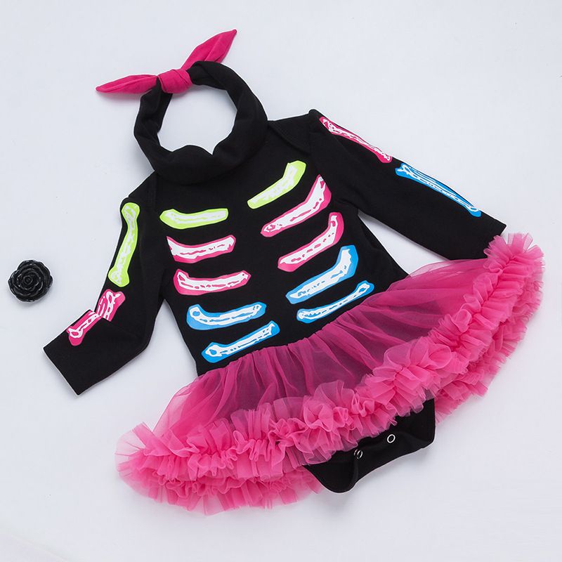 Halloween Mode Skelett Baumwolle Mädchen Kleider