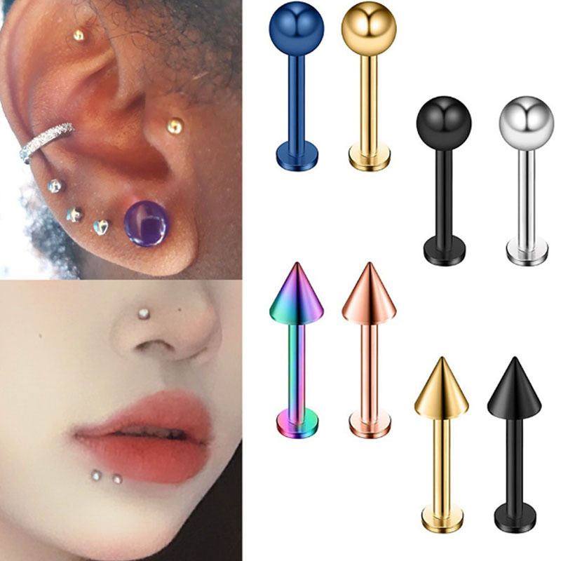 Estilo Simple Geométrico Acero Inoxidable Enchapado Labret Uña De La Lengua