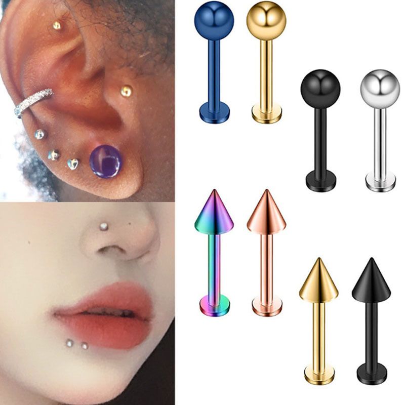 Simple Style Geometric Stainless Steel Plating Labret Tongue Nail