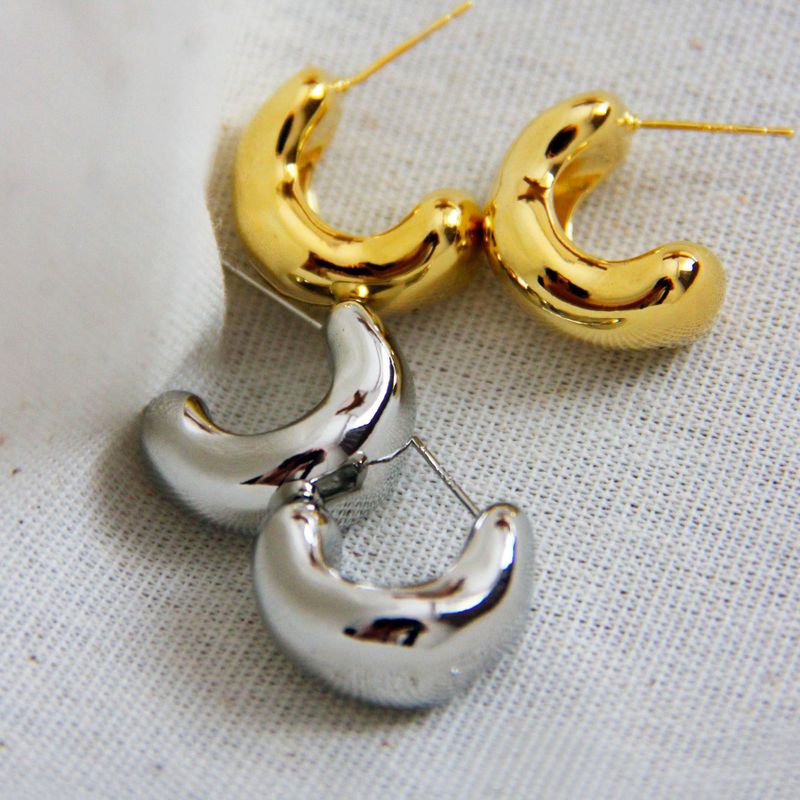 Fashion C Shape Plating Copper Ear Studs