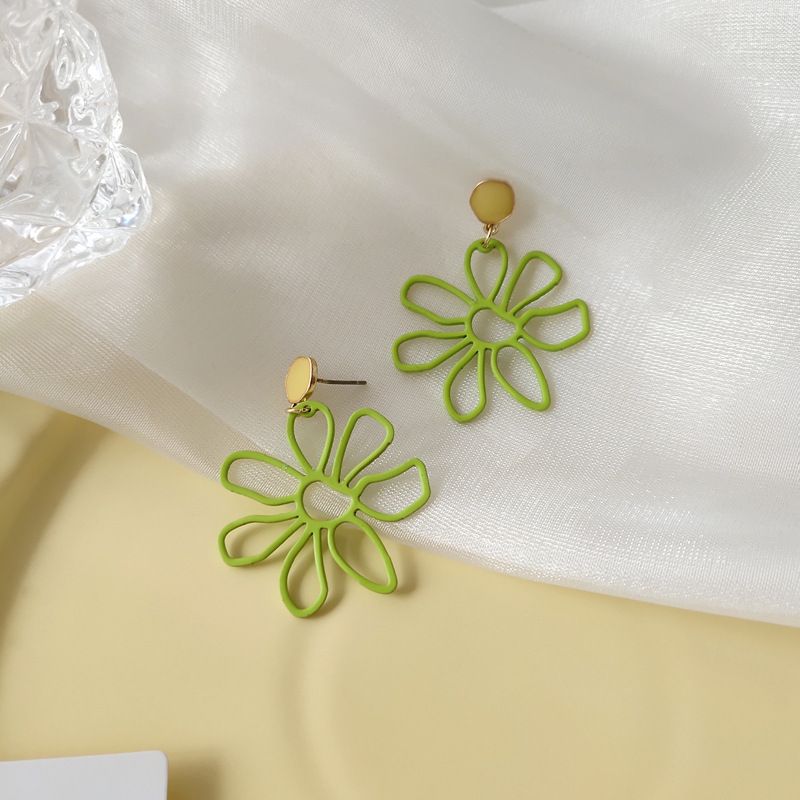 Sweet Flower Alloy Enamel Stoving Varnish Drop Earrings