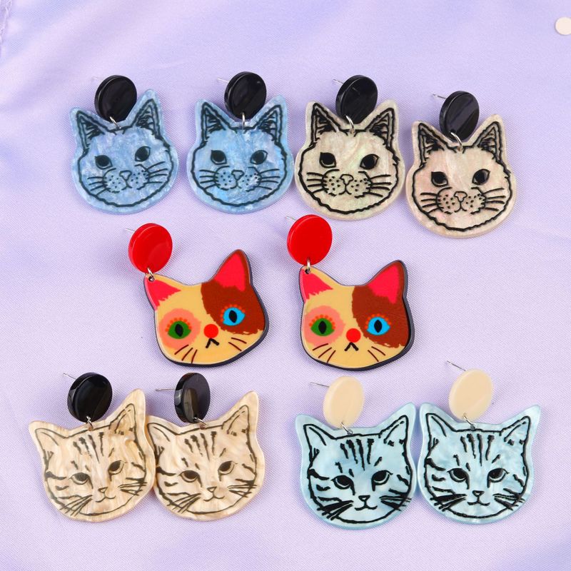 Cute Cat Arylic Drop Earrings
