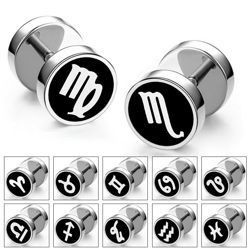 1 Piece Hip-Hop Constellation Plating 304 Stainless Steel Ear Studs