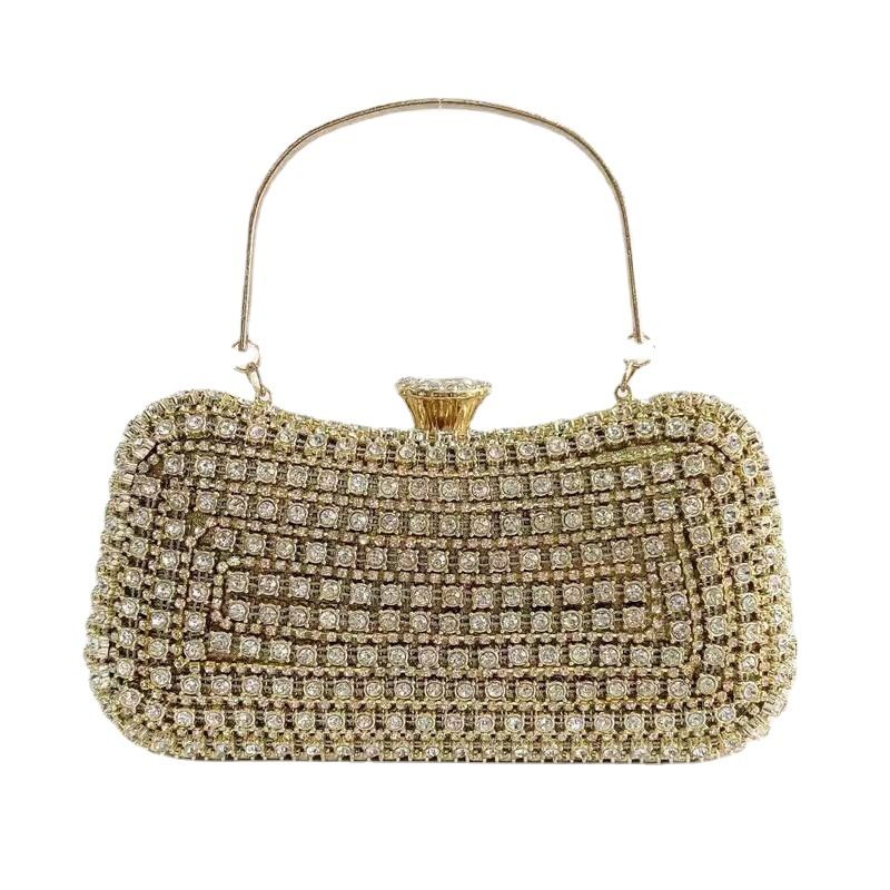 Schwarz Gold Silber Polyester Einfarbig Strass Quadrat Tasche Clutch