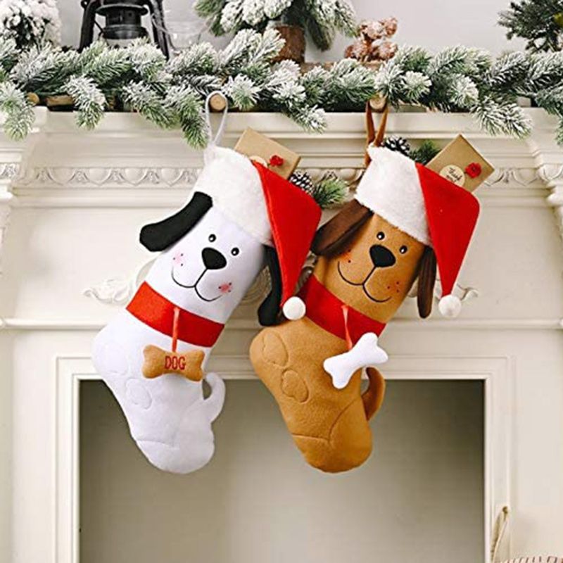 Navidad Perro Tela Fiesta Calcetines Navideños