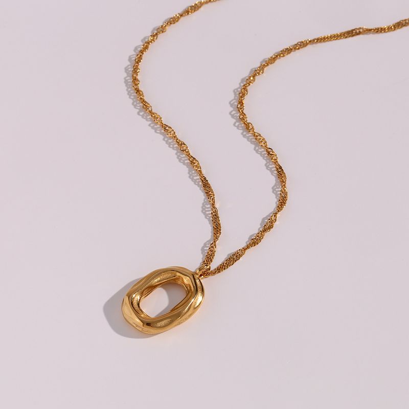 Fashion Oval Stainless Steel Pendant Necklace Plating Stainless Steel Necklaces