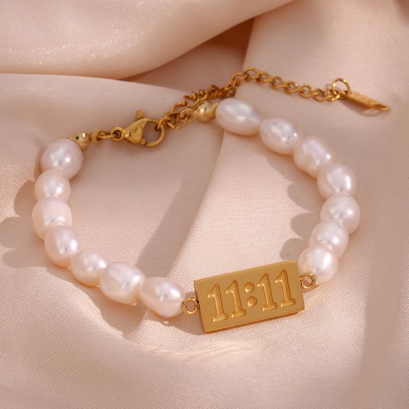 Fashion Number Stainless Steel Bracelets Pearl Stainless Steel Bracelets