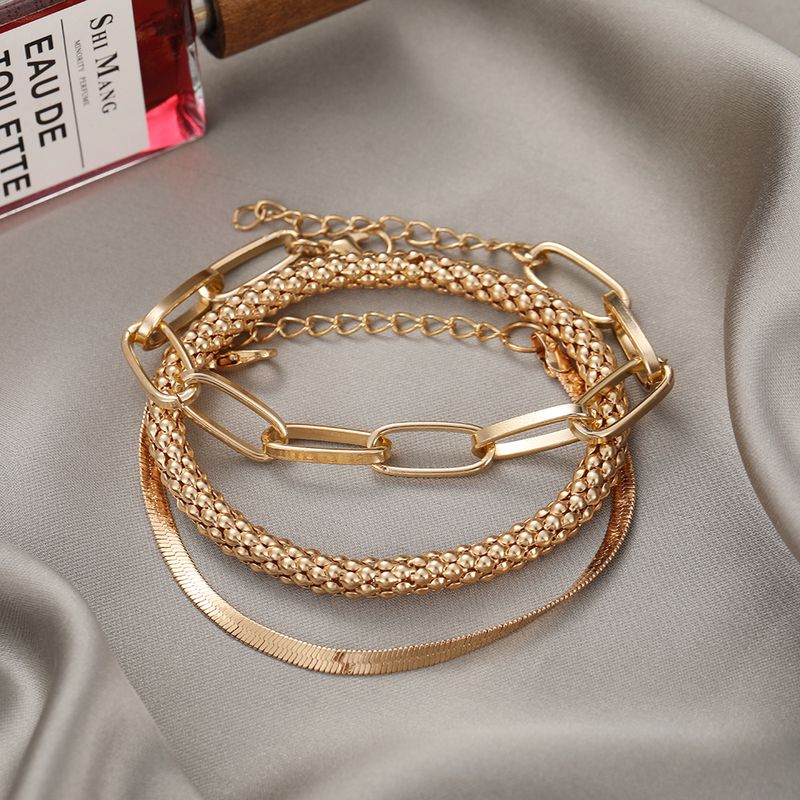 Cool Style Solid Color Alloy Plating Bracelets 3 Pieces