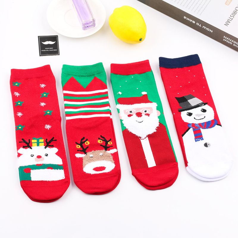 Mujeres Moda Papá Noel Monigote De Nieve Alce Poliéster Algodón Poliéster Jacquard Medias Calcetines De Tobillo