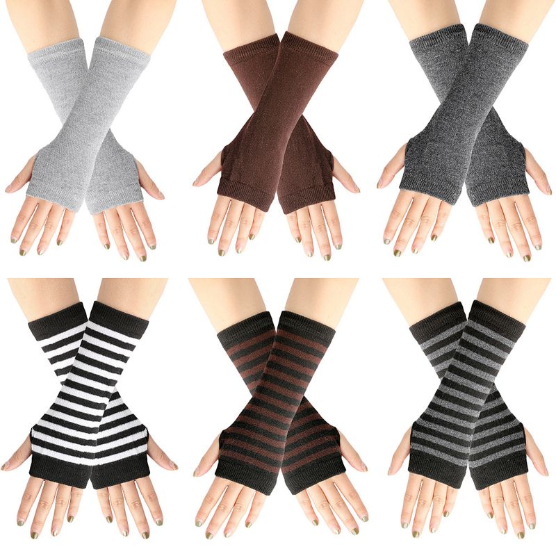 Frau Mode Streifen Einfarbig Gestrickter Stoff Schals & Handschuhe Handschuhe