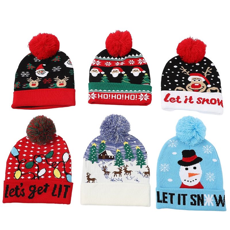 Niños Unisex Lindo Monigote De Nieve Alce Pompones Gorro De Lana