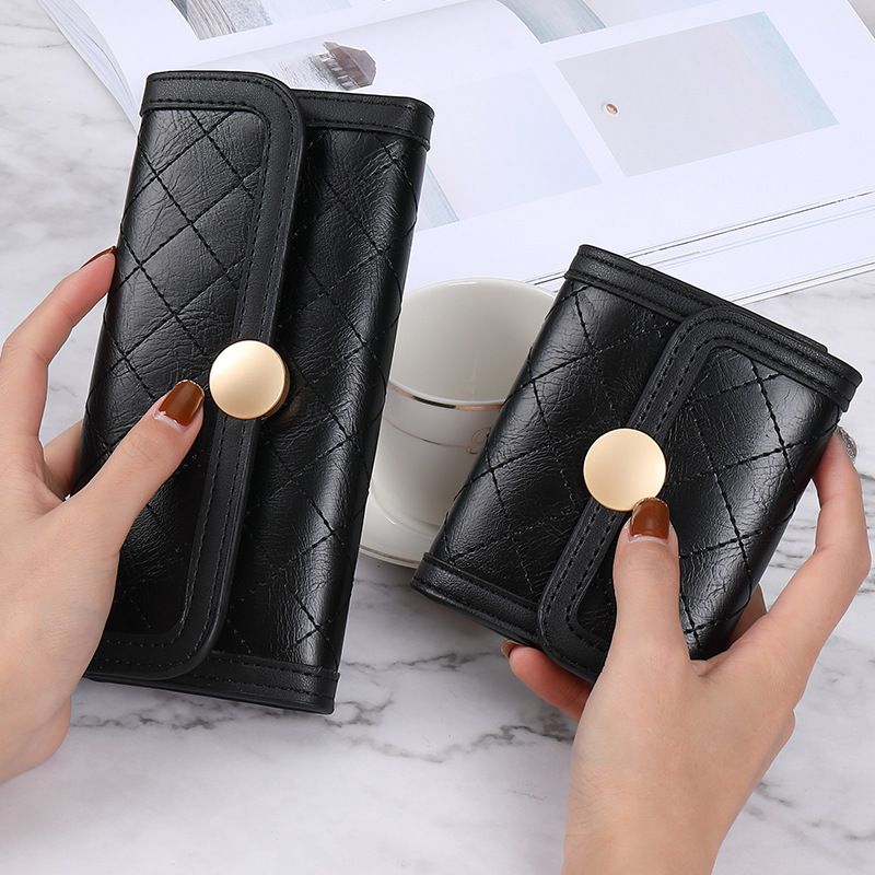 Women's Solid Color Pu Leather Buckle Coin Purses