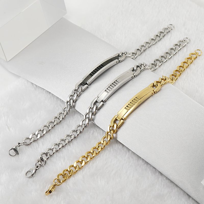 Fashion Geometric Titanium Steel Bracelets Plating Stainless Steel Id Bracelets