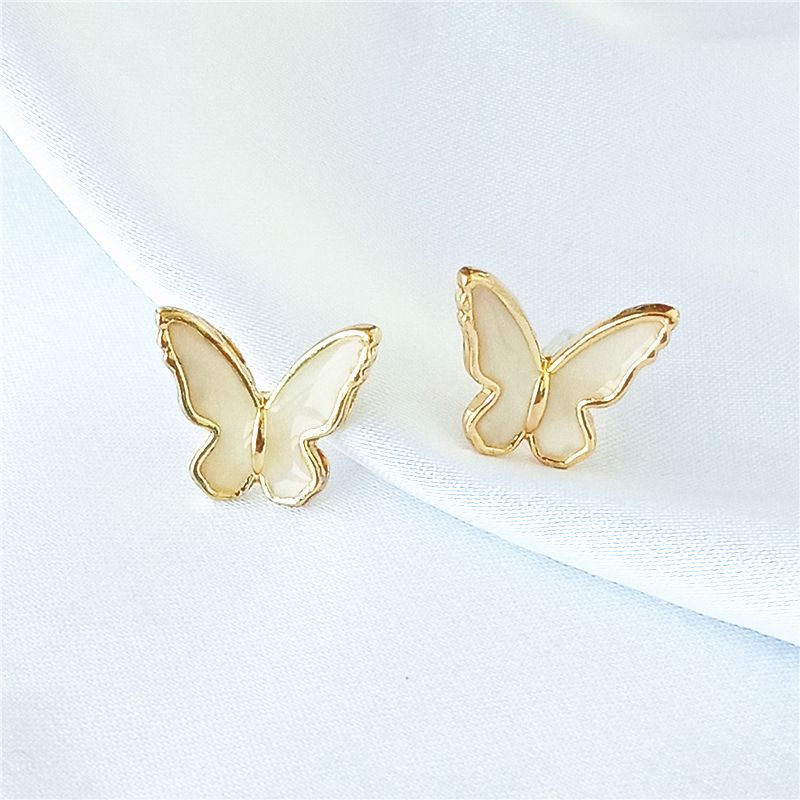 Simple Style Butterfly Alloy Enamel Ear Studs